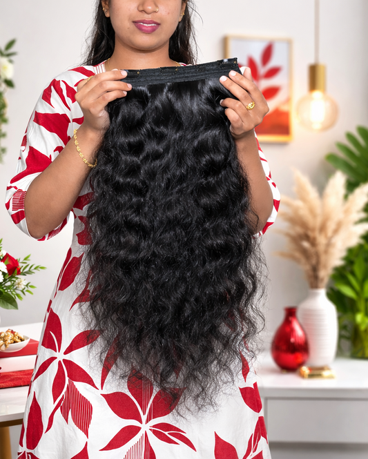 Clip-In Sets (Straight, Wavy, Curly) - 100% Raw Indian Temple Hair
