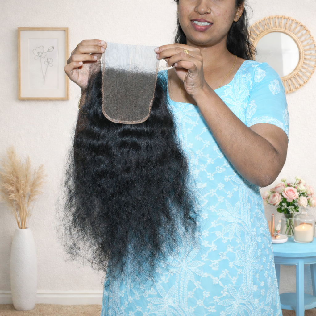 Closures (Straight, Wavy, Curly) - 100% Raw Indian Temple Hair
