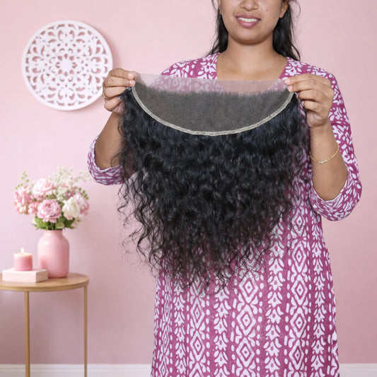 Wholesale Curly Frontals- 100% Raw Indian Temple Hair