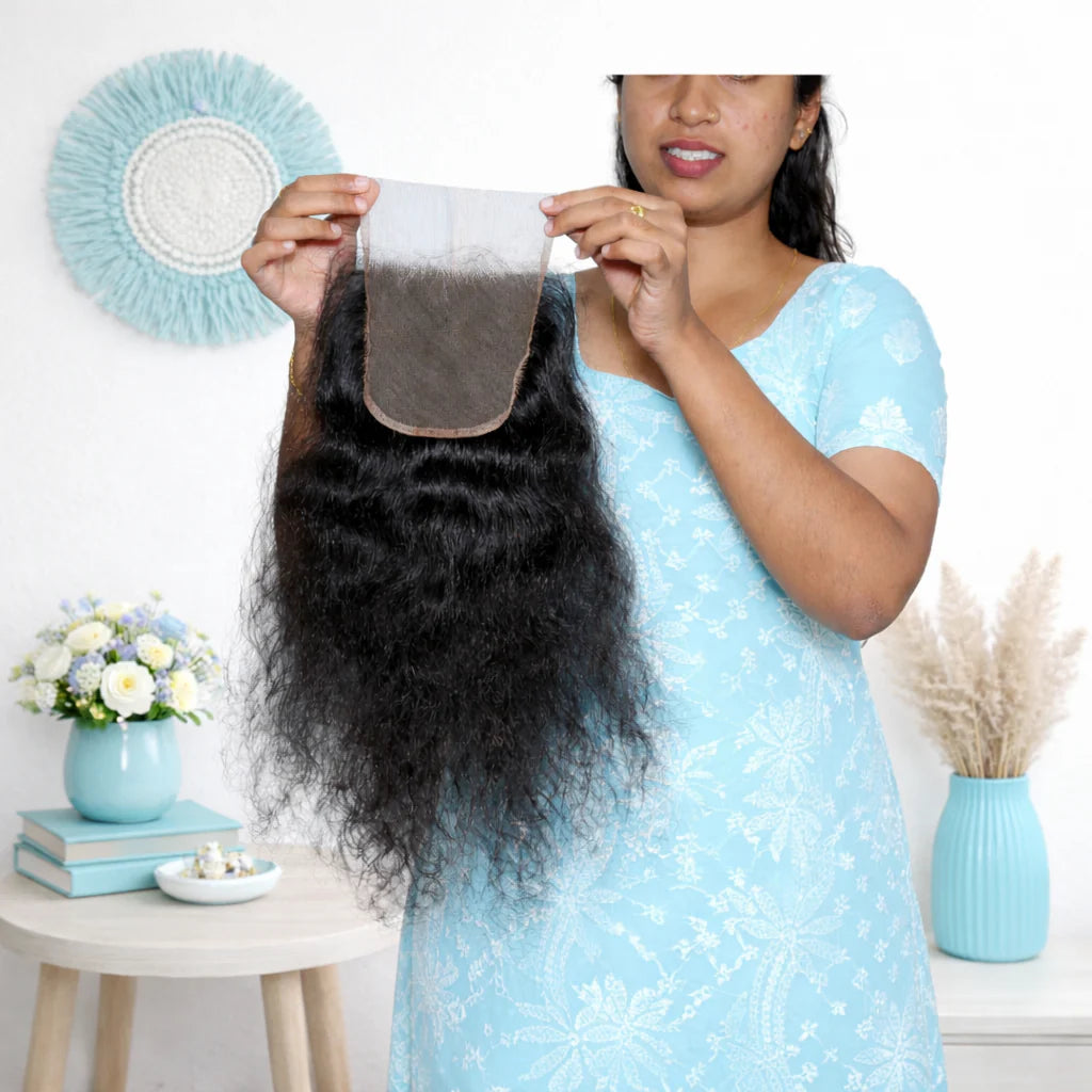 Wholesale Curly Closures - 100% Raw Indian Temple Hair