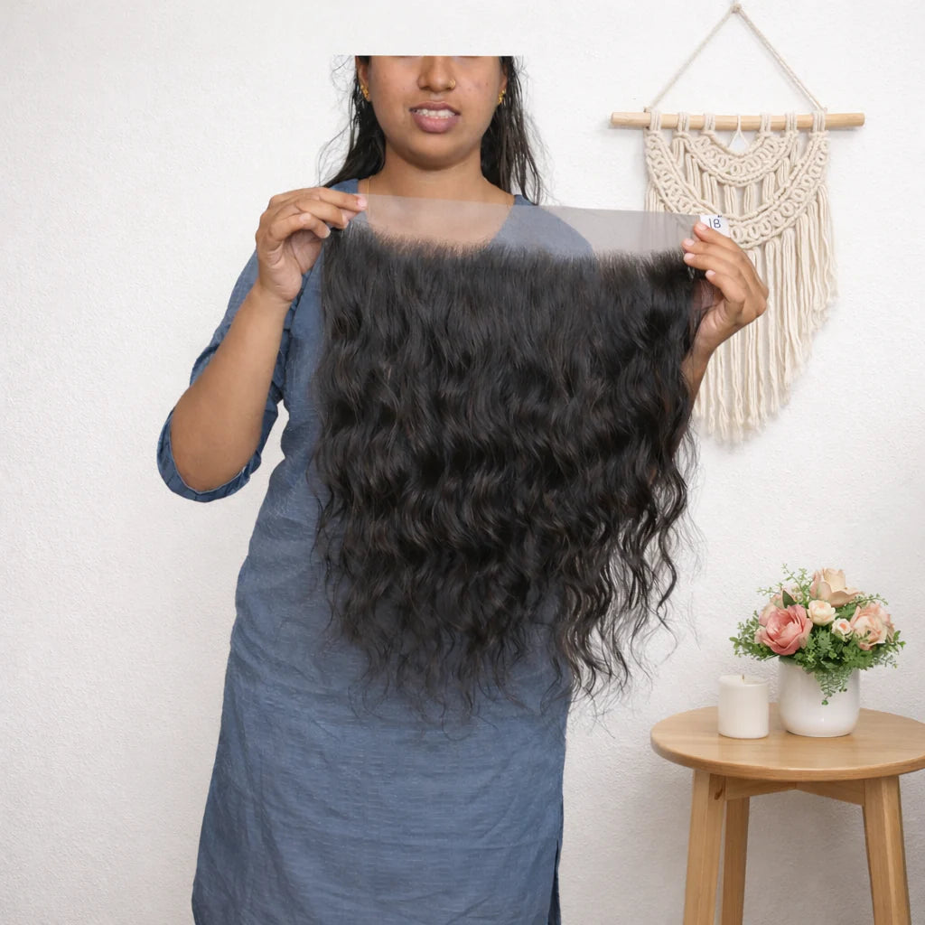 Wholesale Wavy Frontals- 100% Raw Indian Temple Hair