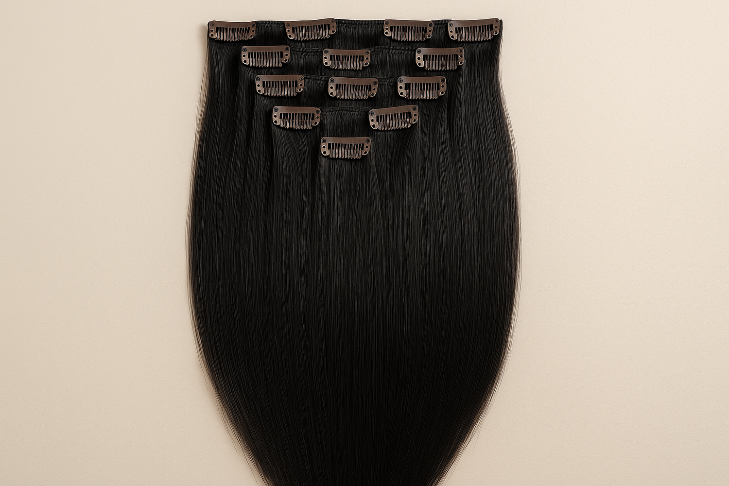 Clip ins straight black hair single picture