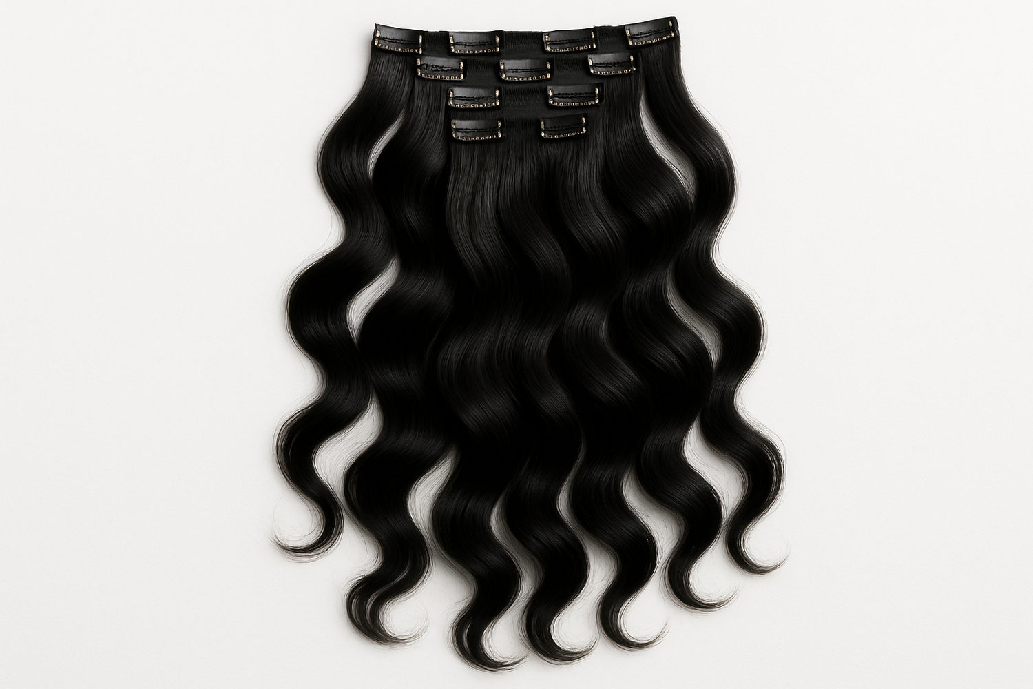 Clip ins wavy black hair single picture