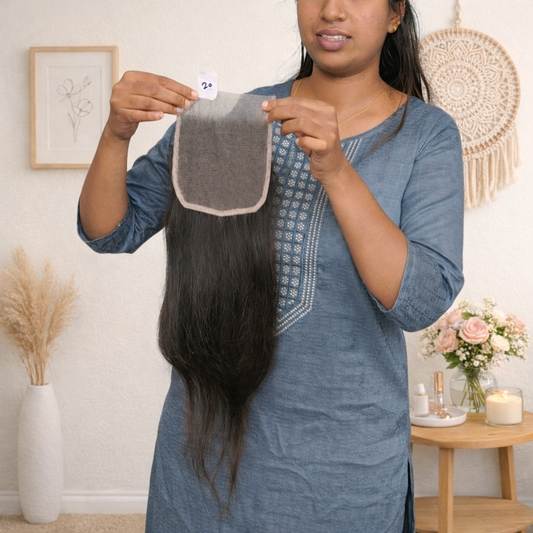 Straight Closures - 100% Raw Indian Temple Hair